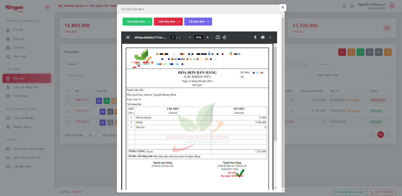 Chi tiết phiếu thu