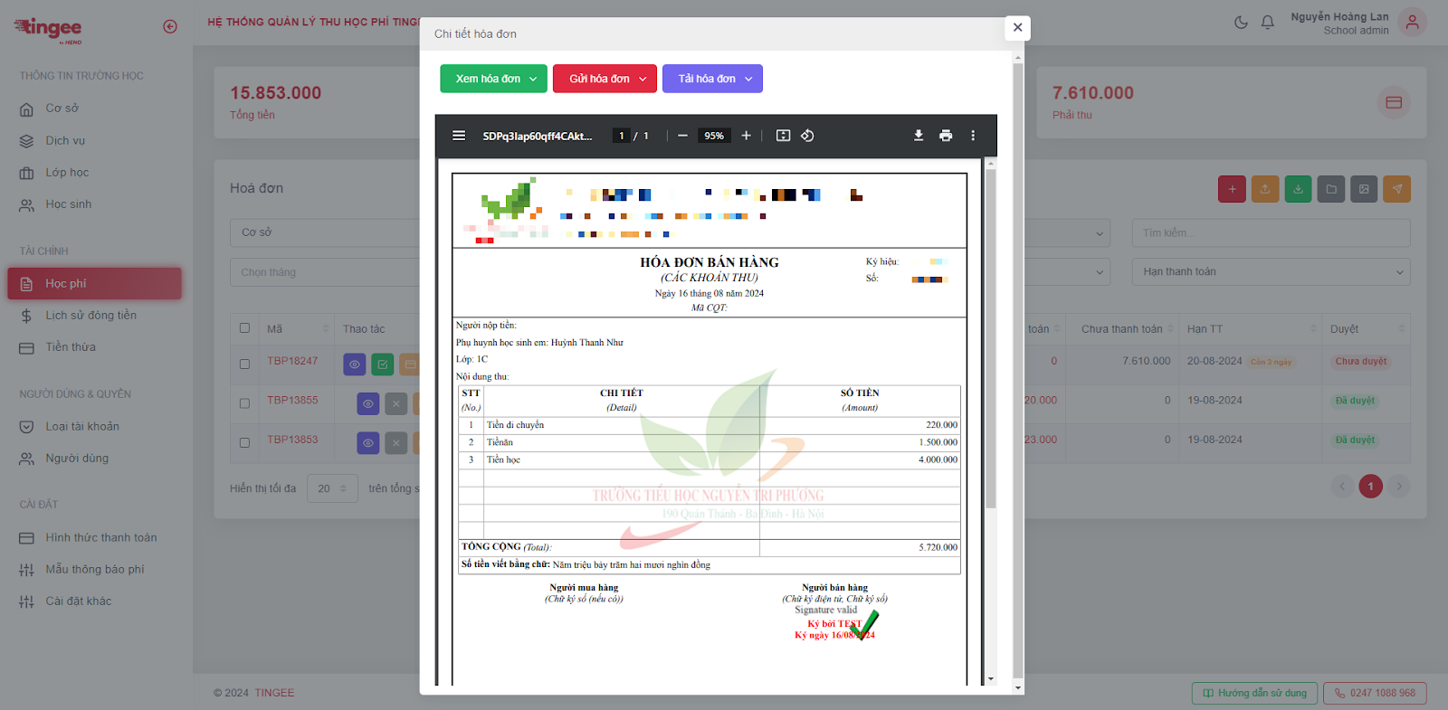 Nút phát hành hóa đơn