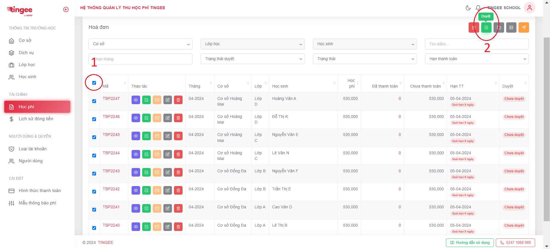 Duyệt hàng loạt