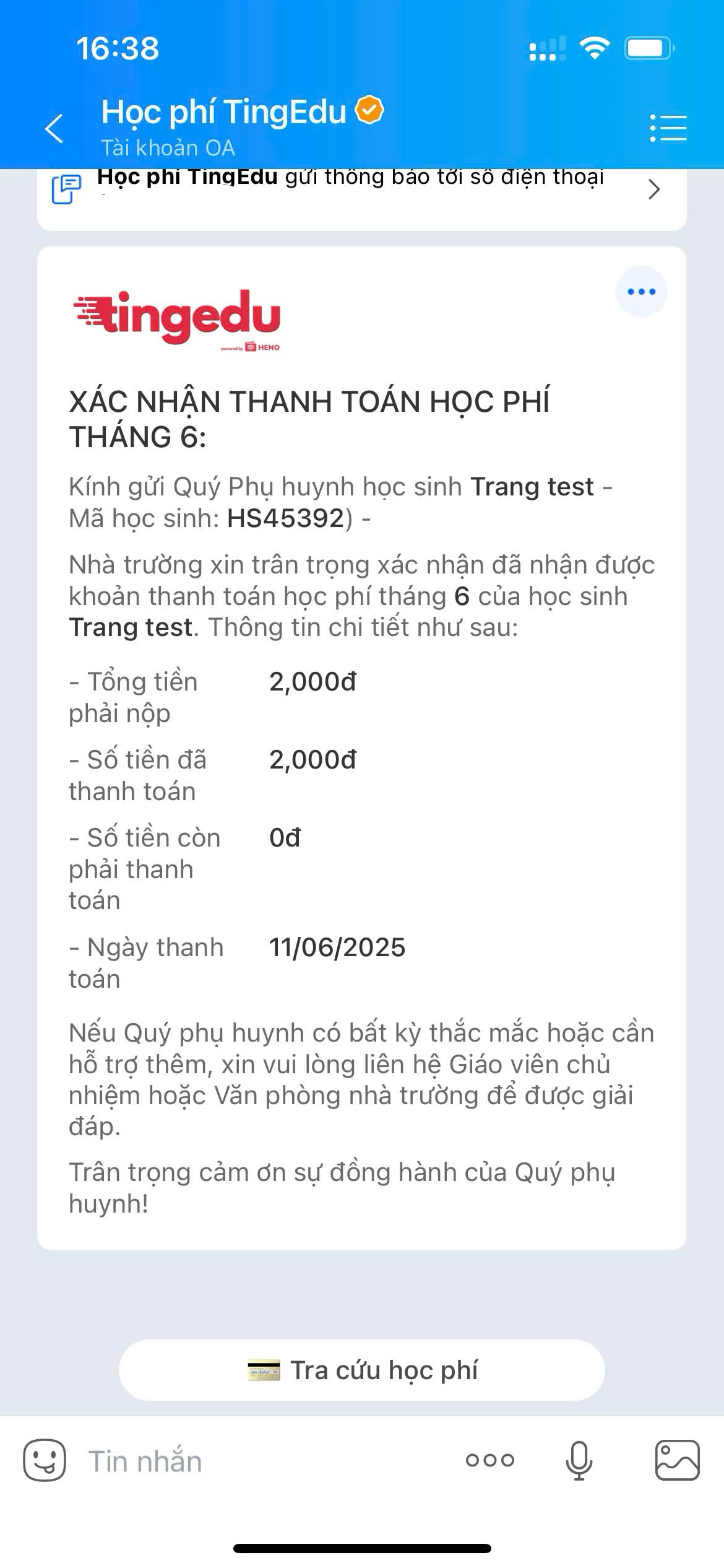 Xác nhận thanh toán